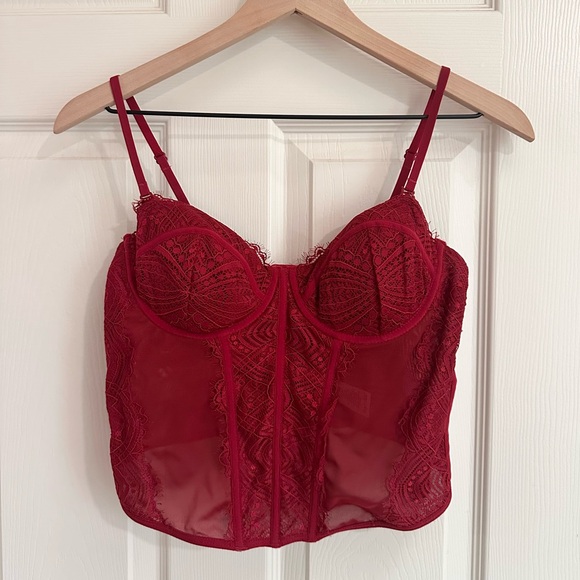 Garage Lace Red Corset Top - Picture 1 of 4